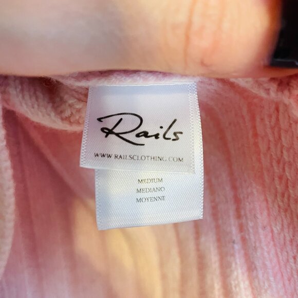 Rails Joelle Ribbed Sweater Wool Cashmere Blend Cropped Boxy Pink Size Medium - Picture 8 of 15